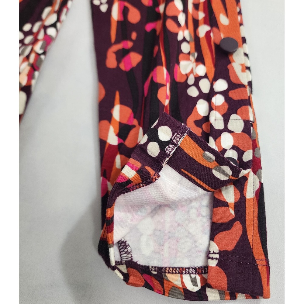 Chico's tunic top womens sz 2 red desert jungle button detailed slv stretch $59 - Picture 4 of 11